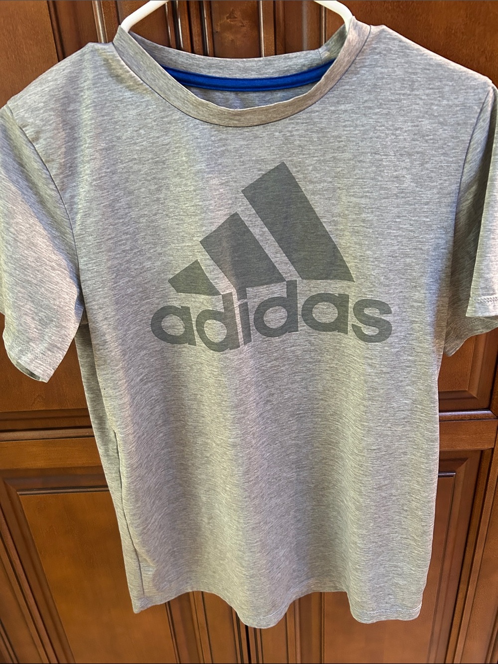 adidas Light Gray Tee with Dark Gray Logo - Short Sleeve